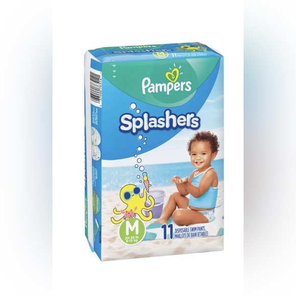 NEW Unisex Pampers Splashers Disposable Swim Pants Diapers M Medium Kids Babies - Picture 1 of 6